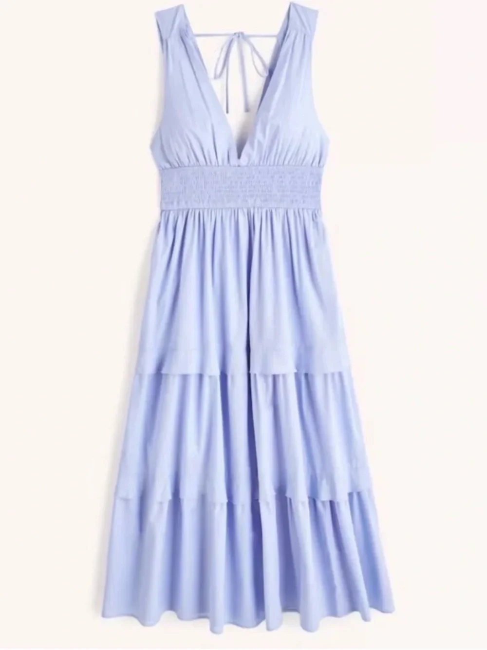Abercrombie & Fitch Light Blue Smocked Waist Tiered Maxi Dress XXSP
